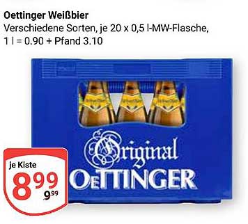 Oettinger Weißbier - Verschiedene Sorten, je 20 x 0,5 l-MW-Flasche