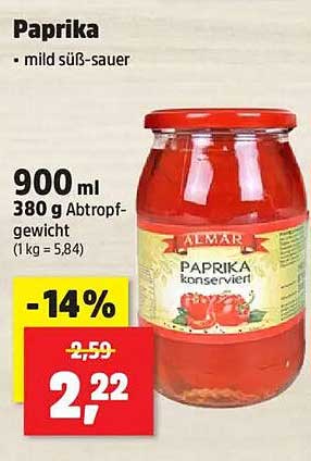 Paprika mild süß-sauer 900 ml - ALEMAR