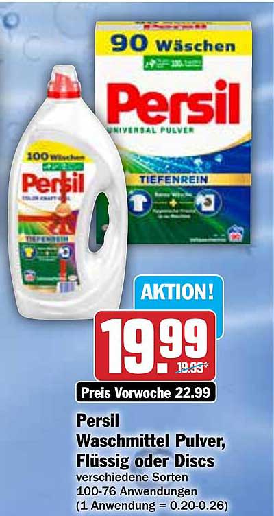Persil Waschmittel Pulver, Flüssig oder Discs - 100 Wäschen, verschiedene Sorten