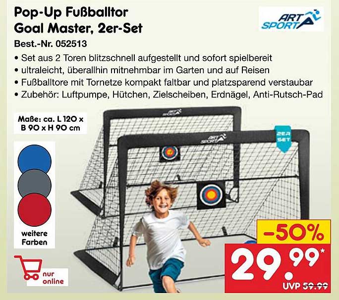 Pop-Up Fußballtor Goal Master, 2er-Set
