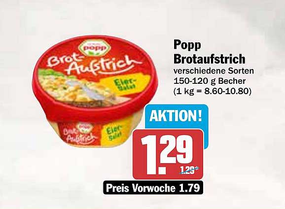 Popp Brotaufschnitt verschiedene Sorten 150-120 g Becher