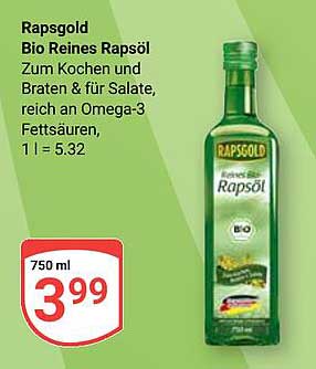 Rapsgold Bio Reines Rapsöl 750 ml