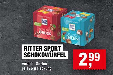 RITTER SPORT SCHOKOWÜRFEL - verschiedene Sorten je 176 g Packung