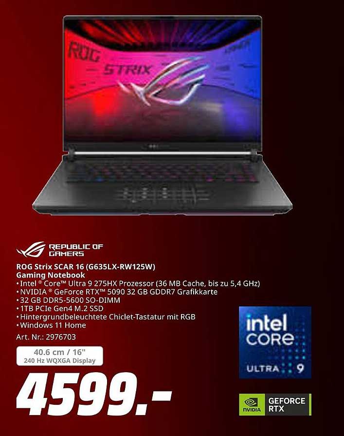 ROG Strix SCAR 16 (G635LX-RW125W) Gaming Notebook