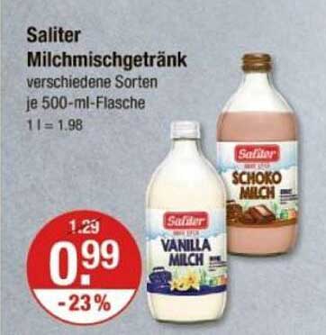 Saliter Milchmischgetränk verschiedene Sorten je 500-ml-Flasche