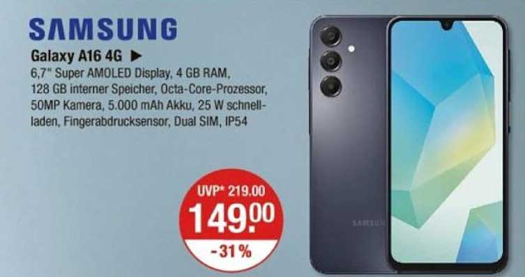 Samsung Galaxy A16 4G – 6,7" Super AMOLED Display