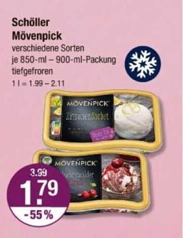 Schöller Mövenpick verschiedene Sorten je 850-ml – 900-ml-Packung tiefgefroren