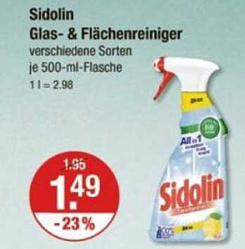 Sidolin Glas- & Flächenreiniger verschiedene Sorten je 500-ml-Flasche
