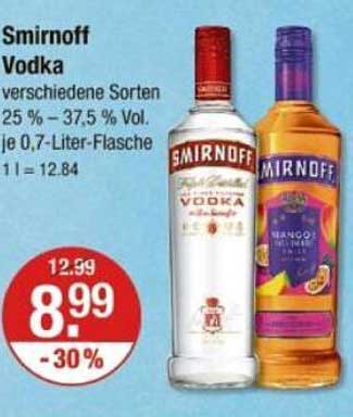 Smirnoff Vodka, verschiedene Sorten 0,7-Liter-Flasche