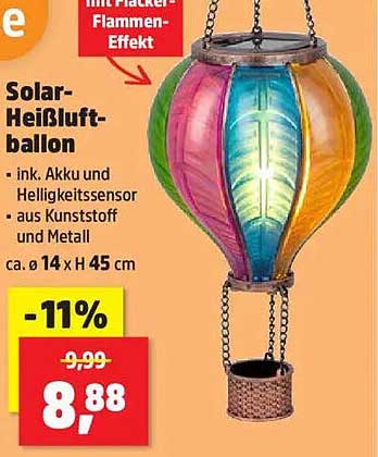 Solar-Heißluftballon mit Flacker-Flammen-Effekt