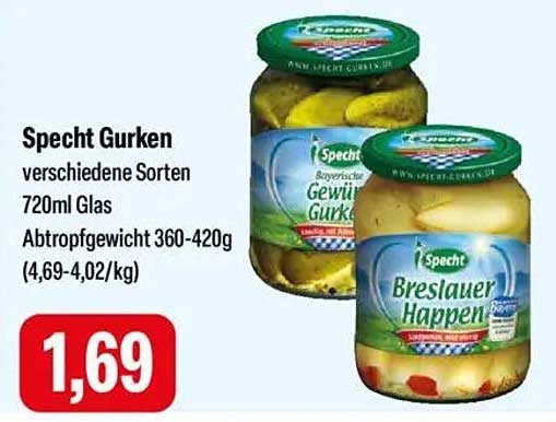 Specht Gurken verschiedene Sorten 720ml Glas