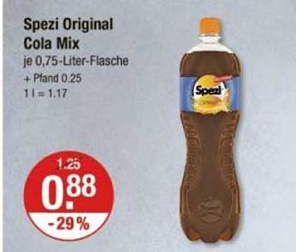 Spezi Original Cola Mix je 0,75-Liter-Flasche