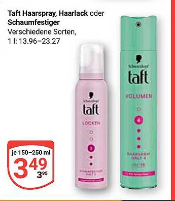 Taft Haarspray, Haarspray oder Schaumfestiger - Verschiedene Sorten