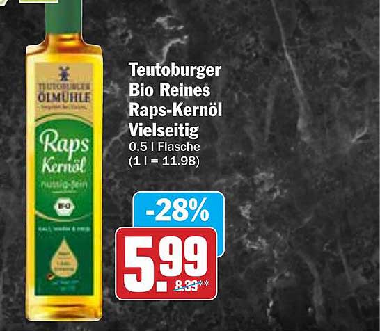 Teutoburger Bio Reines Raps-Kernöl Vielseitig 0,5 l