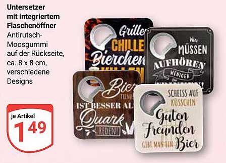 Untersetzer mit integriertem Flaschenöffner