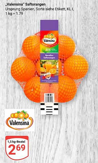 "Valensina" Saftorangen - 1,5 kg Beutel