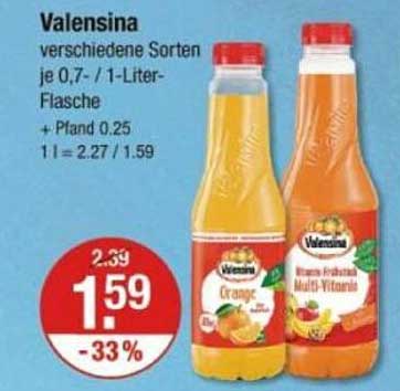 Valensina verschiedene Sorten je 0,7- / 1-Liter-Flasche