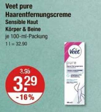 Veet pure Haarentfernungscreme Sensible Haut Körper & Beine 100 ml
