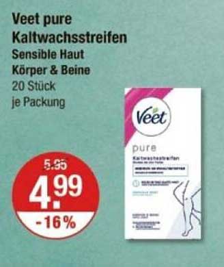 Veet pure Kaltwachsstreifen für sensible Haut - Körper & Beine (20 Stück)