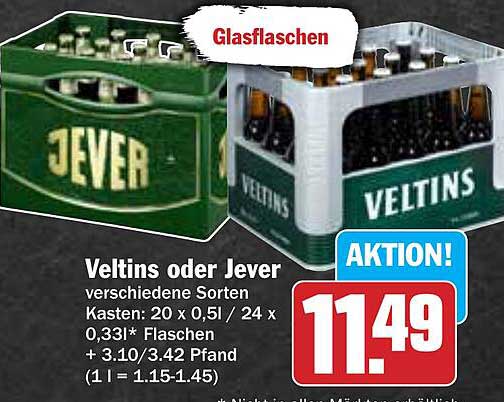 Veltins oder Jever – Verschiedene Sorten in Kisten