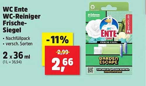 WC Ente WC-Reiniger Frische-Siegel Nachfüllpack, 2 x 36 ml