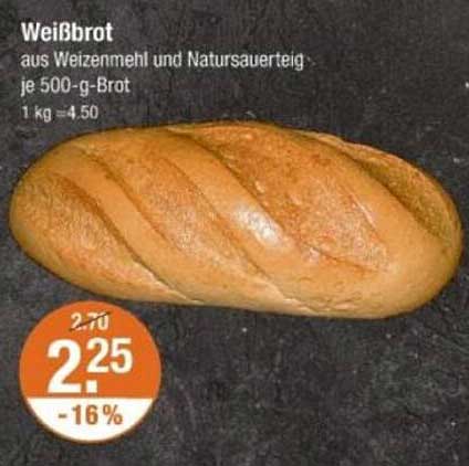 Weißbrot aus Weizenmehl und Natursauerteig je 500-g-Brot