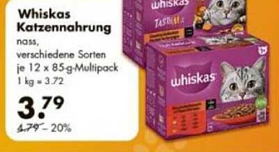 Whiskas Katzennahrung nass, verschiedene Sorten je 12 x 85-g-Multipack