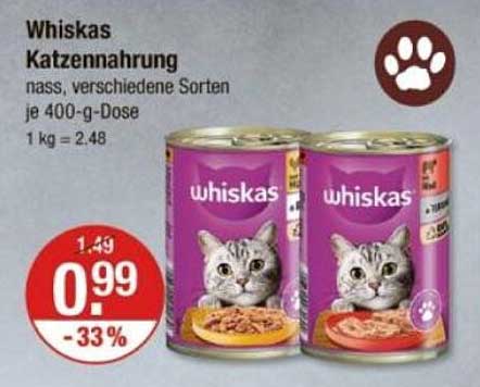 Whiskas Katzennahrung - Verschiedene Sorten je 400-g-Dose