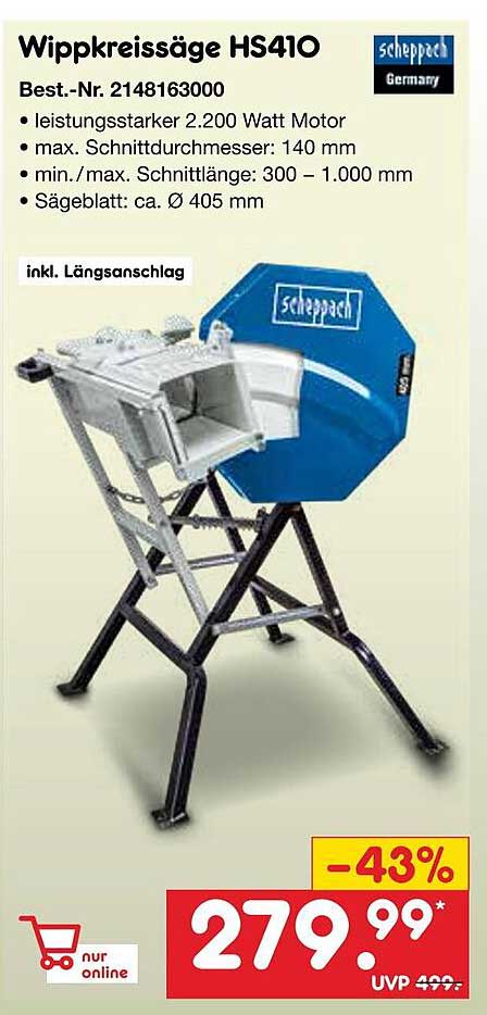 Wippkreissäge HS410 – Ihre leistungsstarke Schneidlösung