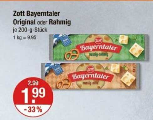 Zott Bayern­taler Original oder Rahmig je 200-g-Stück