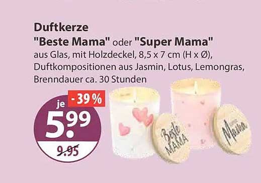 Duftkerze "Beste Mama" oder "Super Mama"