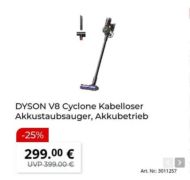 DYSON V8 Cyclone Kabelloser Akkustaubsauger, Akkubetrieb