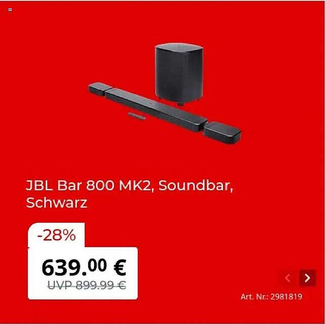 JBL Bar 800 MK2, Soundbar, Schwarz