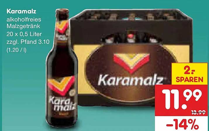 Karamalz alkoholfreies Malzgetränk 20 x 0,5 Liter zzgl. Pfand 3.10 (1.20 / l)