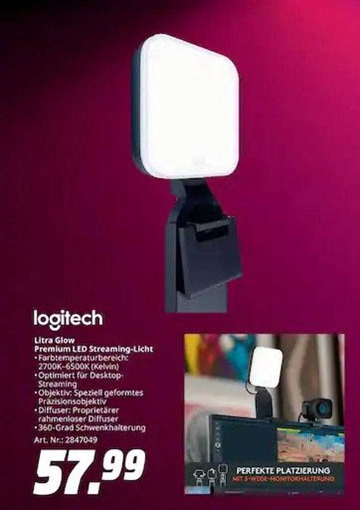 logitech Litra Glow Premium LED Streaming-Licht