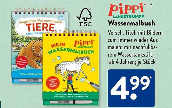 Pippi Langstrumpf Wassermalbuch