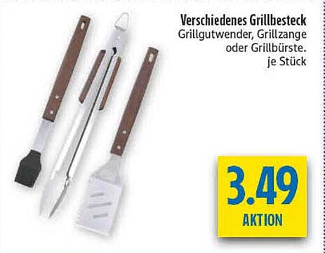 Verschiedenes Grillbesteck Grillgutwender, Grillzange oder Grillbürste. je Stück