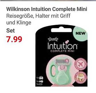 Wilkinson Intuition Complete Mini Reisegröße, Halter mit Griff und Klinge Set