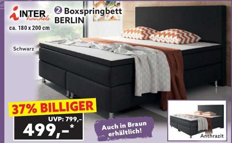 2 Boxspringbett BERLIN schwarz - ca. 180 x 200 cm
