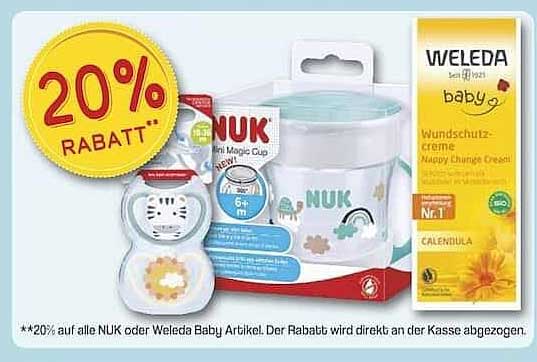 20% Rabatt auf alle NUK oder Weleda Baby Artikel