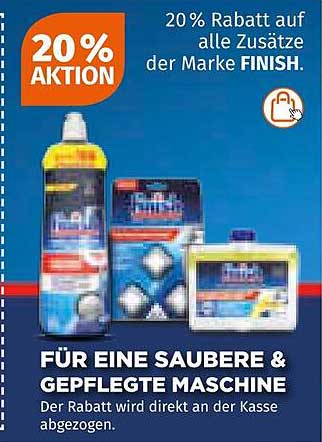 20% Rabatt auf alle Zusätze der Marke FINISH