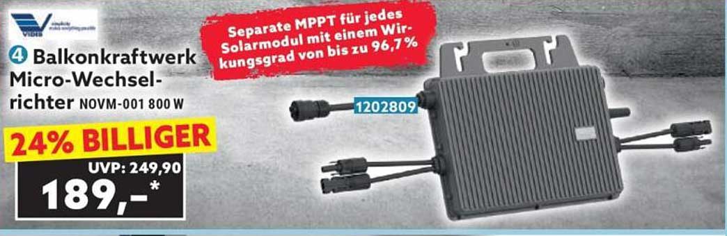 4 Balkonkraftwerk Micro-Wechselrichter NOVM-001 800 W