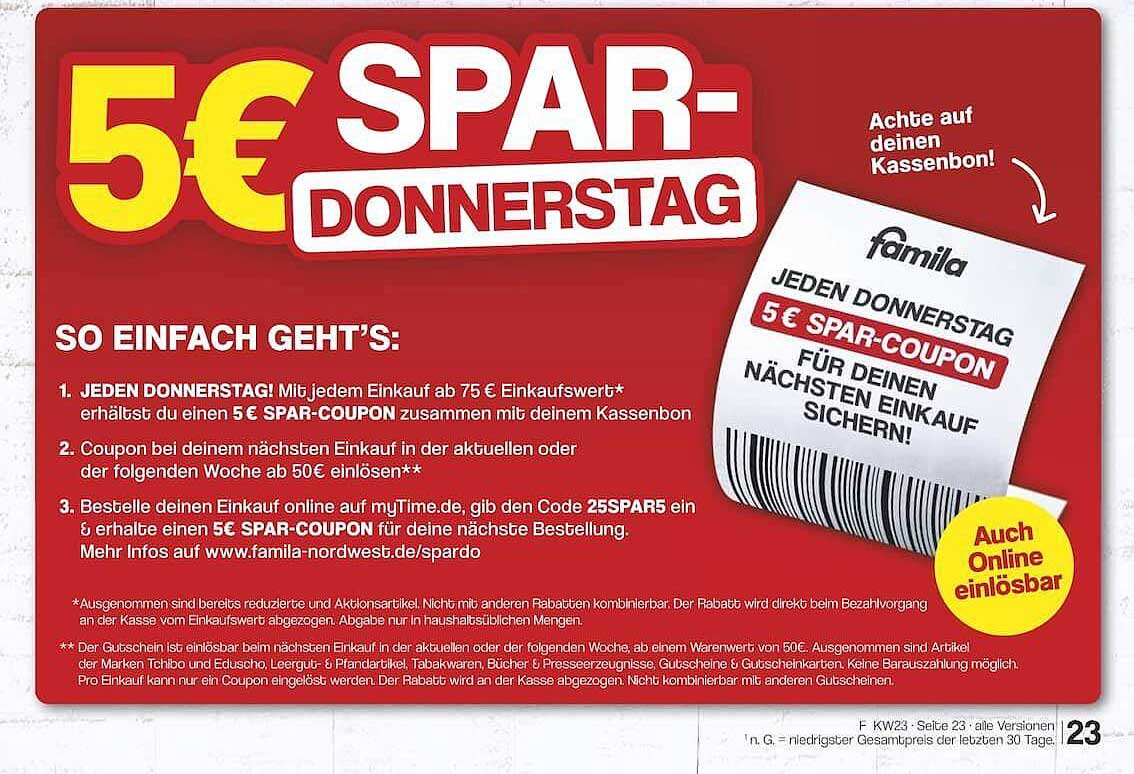 5 € SPAR-COUPON für deine nächste Bestellung bei Famila