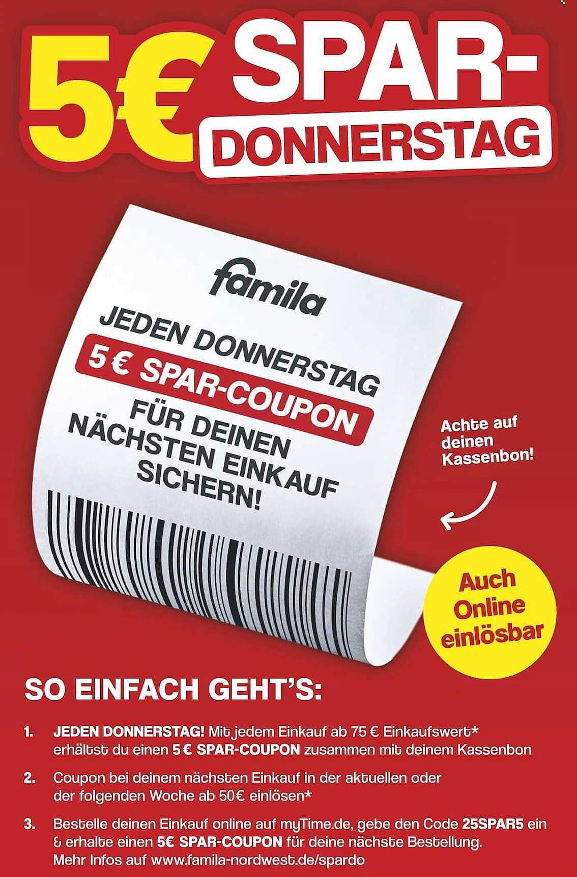 5 € SPAR-COUPON jeden Donnerstag bei Famila Nord Ost