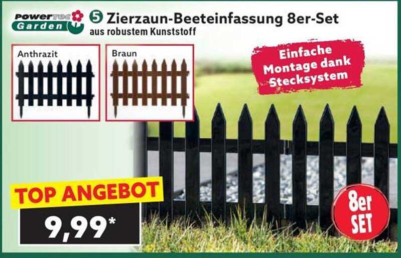 5 Zierzaun-Beeteinfassung 8er-Set aus robustem Kunststoff