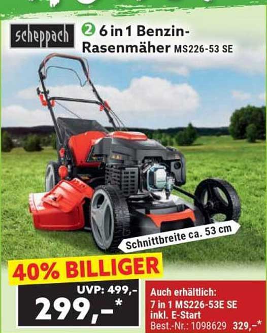 6 in 1 Benzin-Rasenmäher MS226-53 SE von Scheppach