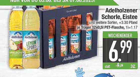 Adelholzener Schorle, Eistee 12 x 0,5l