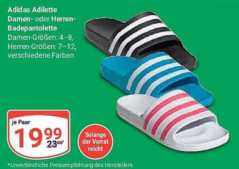 Adidas Adilette Damen- oder Herren-Badepantoletten