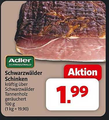 Adler Schwarzwälder Schinken - kraftig über Schwarzwälder Tannenholz geräuchert