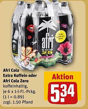 Afri Cola Extra Koffein oder Afri Cola Zero, 6 x 1-l-Fl.-Päck.
